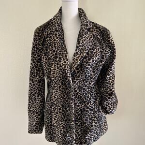 Vintage TISKA Faux Fur Cheetah Print Jacket Black/Brown Animal Topper SZL USA